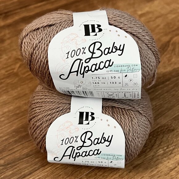 NEW Lion Bran 100% Baby Alpaca Tan Brown Yarn (2) - Picture 1 of 10